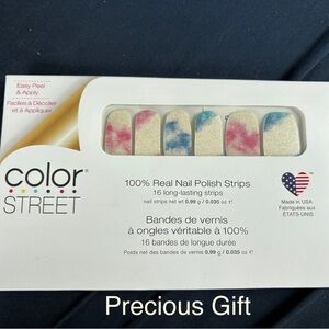 Color Street Precious Gift Nail Strips with Pink and Blue Swirls